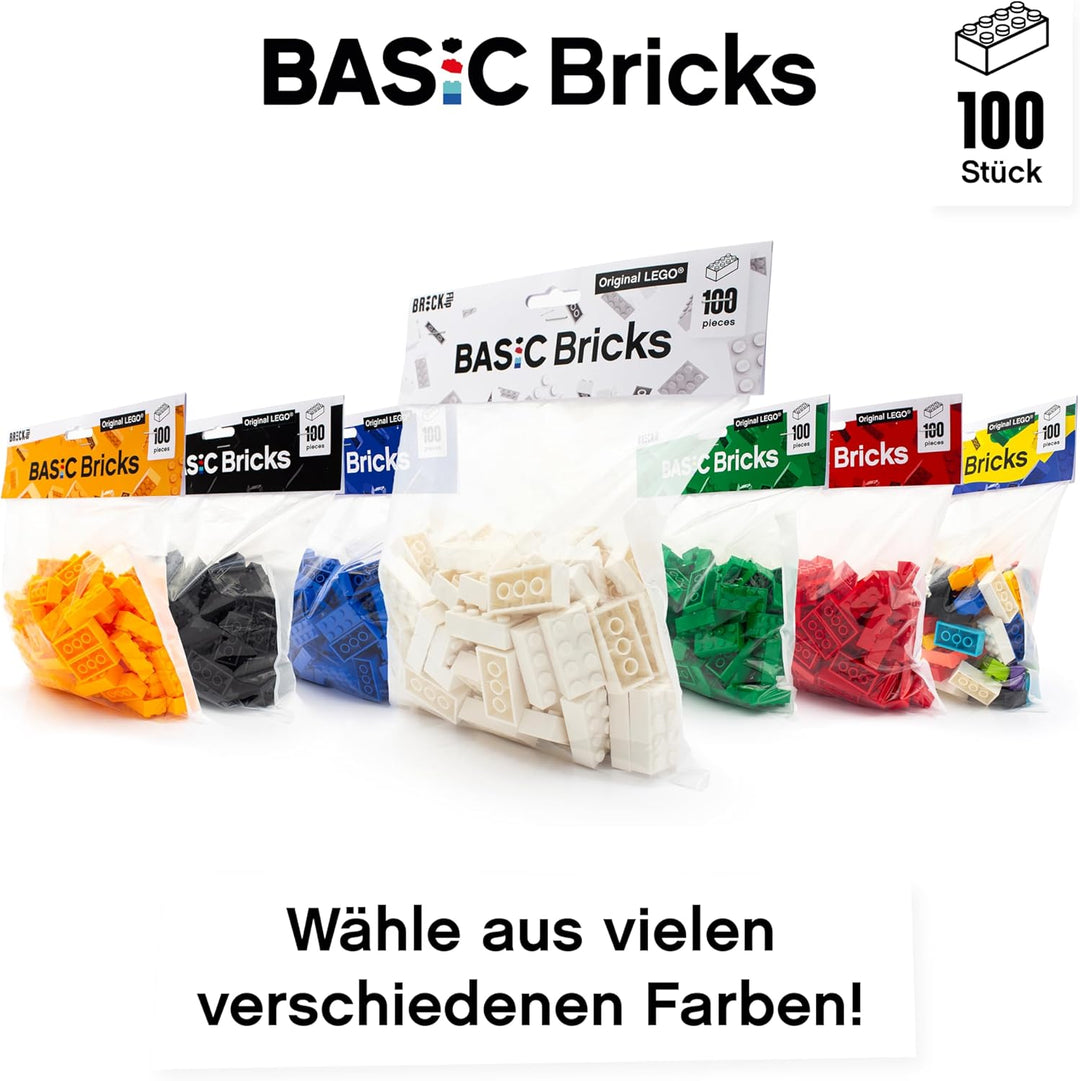 Lego Steine Classic, Weiss, 2x4 Bausteine, 100 Stück - Einzelteile Starterset, Lego Zubehör und Erwe