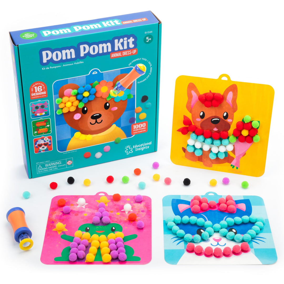 Learning Resources Educational Insights Pom-Pom-Kit, Spielzeug für 5-jährige Mädchen und Jungen, Bas