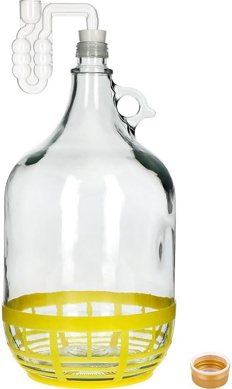 lilawelt24 4X Set 5L Flasche +Gummistopfen + Gärröhrchen Gärballon Weinballon Gärbehälter/brauen/Wei