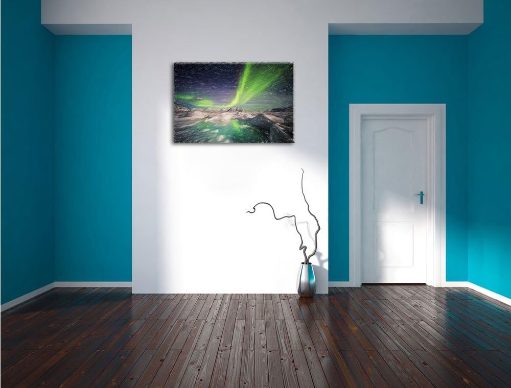 Pixxprint Polarlicht als Leinwandbild/Grösse: 100x70 cm/Wandbild/Kunstdruck/fertig bespannt, 100x70