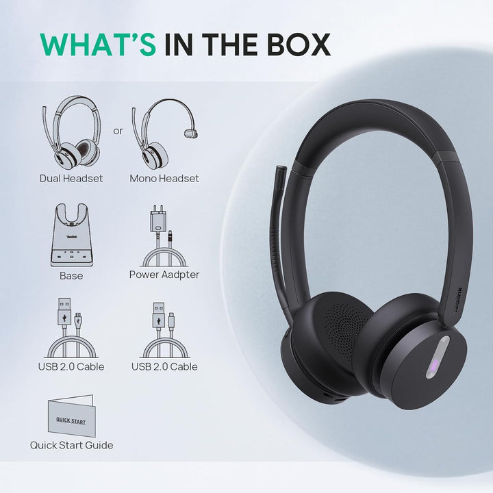 Yealink WH64 Wireless Headset mit Mikrofon,185 m Reichweite DECT & Bluetooth Dual Modus Kabelloses H