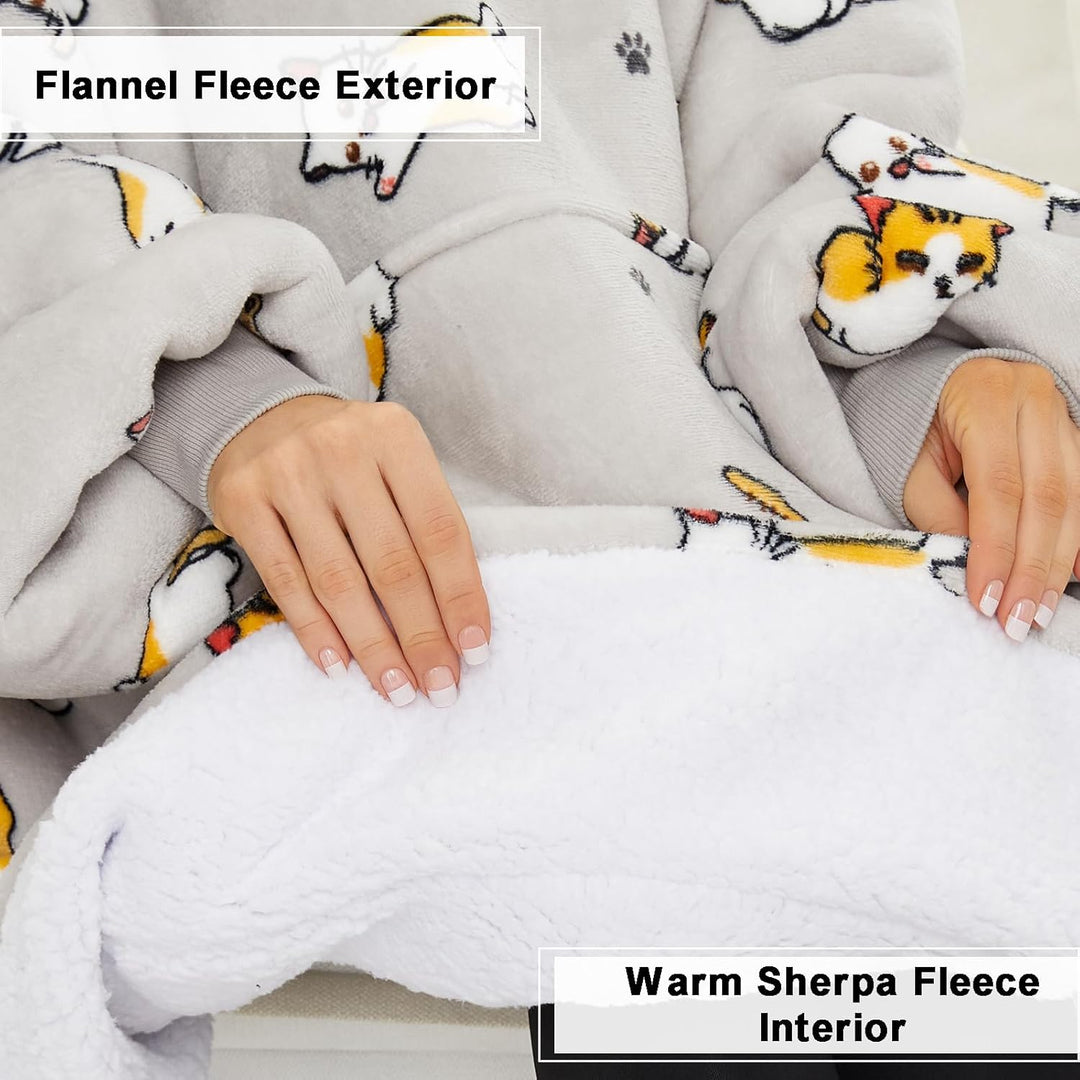 THREE POODLE Decken Hoodie, Oversize Hoodie Decken Pullover Kuschelpullover für Damen Herren Kinder,