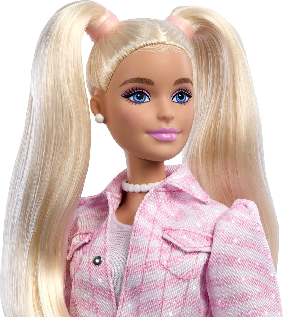 Barbie Deluxe Style-Puppe Nr. 9 in rosa Denim-Outfit, Blonde Haare, Jacke und Rock passend im Set, m