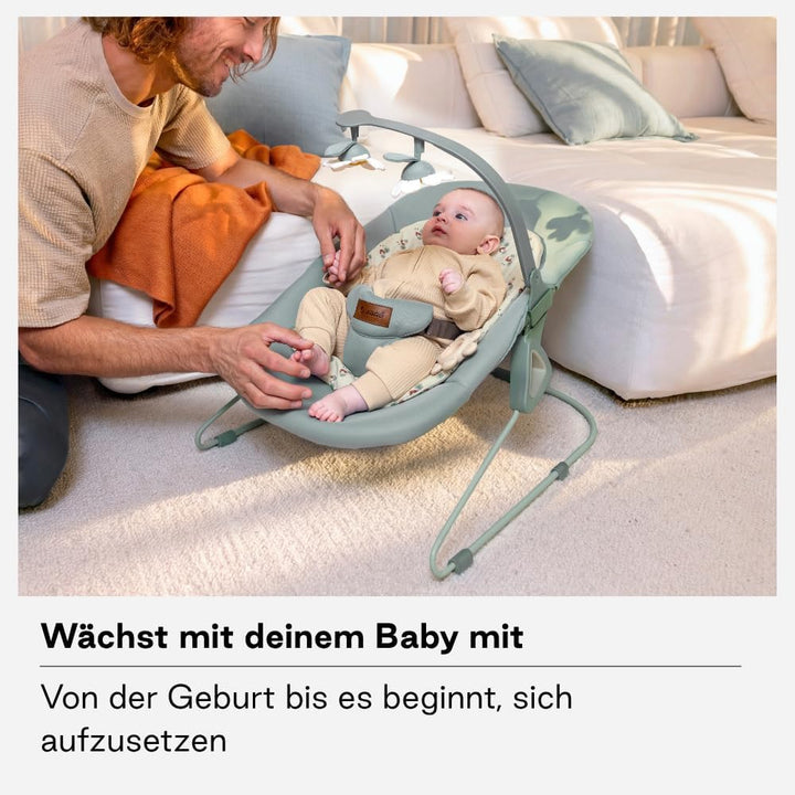 Jané Light, Babywippe ab Geburt, Ultraleichte Babywippe mit natürlicher Wippbewegung, Spielbogen und