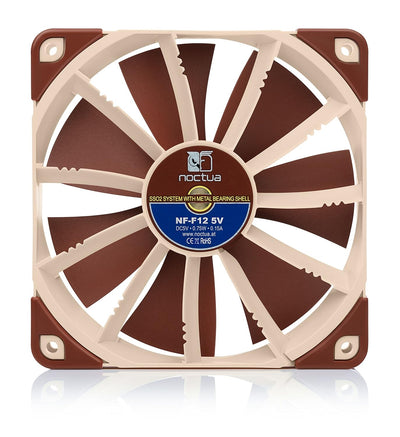 Noctua NF-F12 5V, Leiser Premium-Lüfter mit USB Stromadapterkabel, 3-Pin, 5V Version (120mm, Braun)