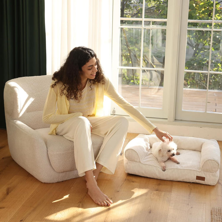FUKUMARU Katzensofa Bett, Corduroy Gemütliches Katzenbett für drinnen mit abnehmbarem waschbarem Bez