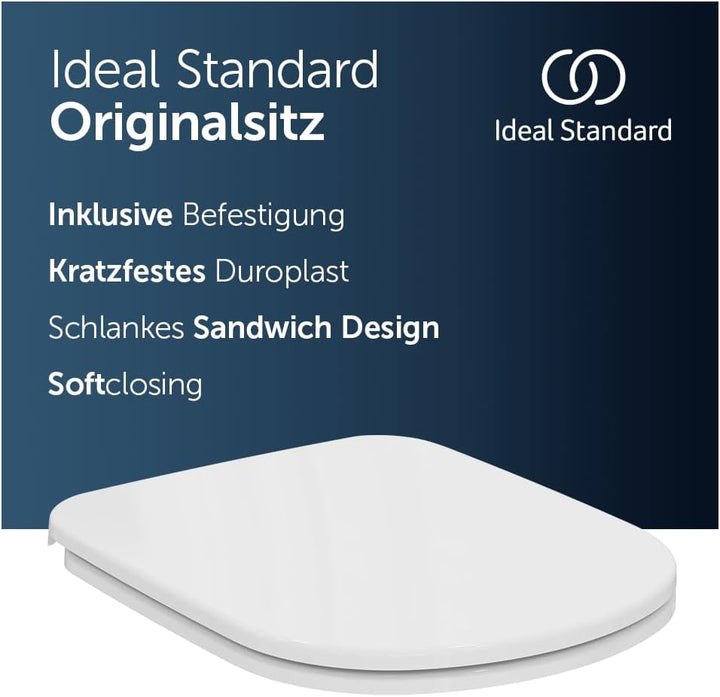 Ideal Standard i.life A WC-Sitz mit schlanker D-Form – Weiss (Alpin) | WC-Sitz mit Absenkautomatik (