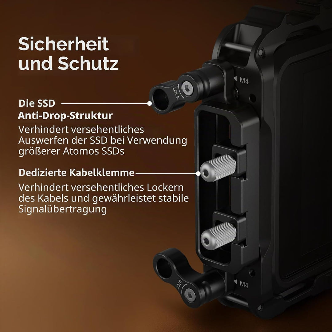 SMALLRIG Monitor Cage für Atomos Ninja V, Käfig mit Befestigungspunkten und SSD-Laufwerksperren - 22