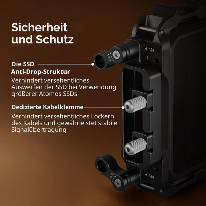 SMALLRIG Monitor Cage für Atomos Ninja V, Käfig mit Befestigungspunkten und SSD-Laufwerksperren - 22