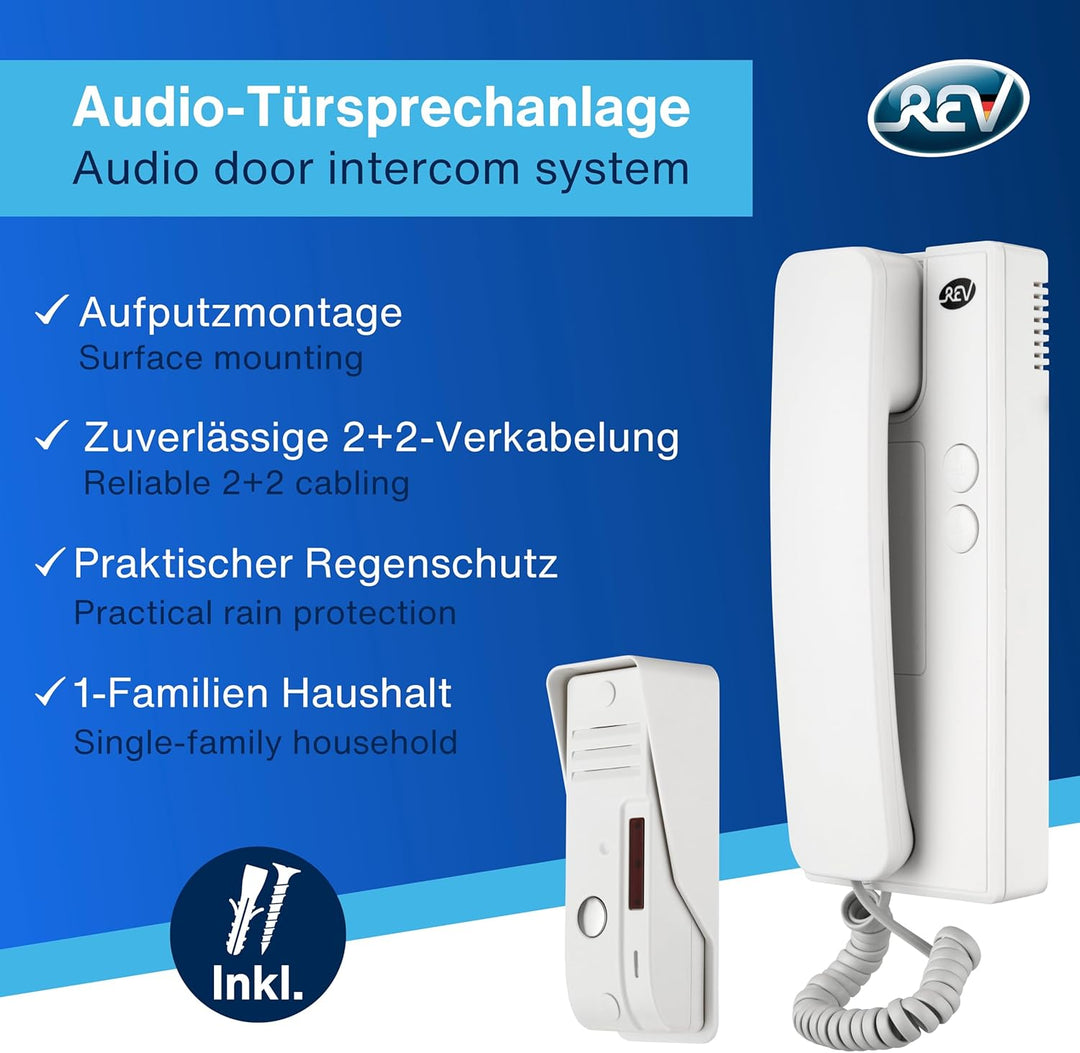 REV 003003101 Sprechanlage, Gegensprechanlage mit Türöffner, 230VAC, Alarmfunkt., weiss