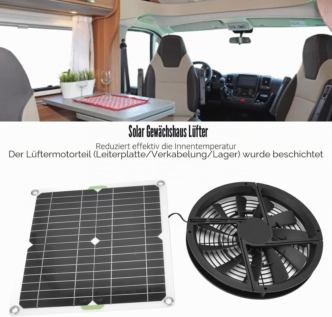 Auspuffventilator mit Solarenergie, Solarbetriebener Ventilator 100W Solarpanel-Set Gewächshauslüfte