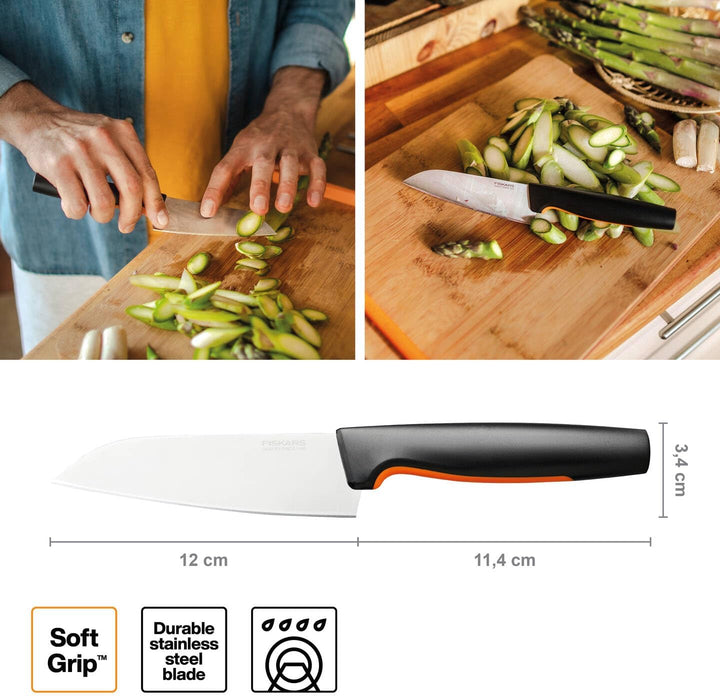 Fiskars Kochmesser, Klein, Functional Form, Gesamtlänge: 24 cm, Japanischer Edelstahl/Kunststoff, 10