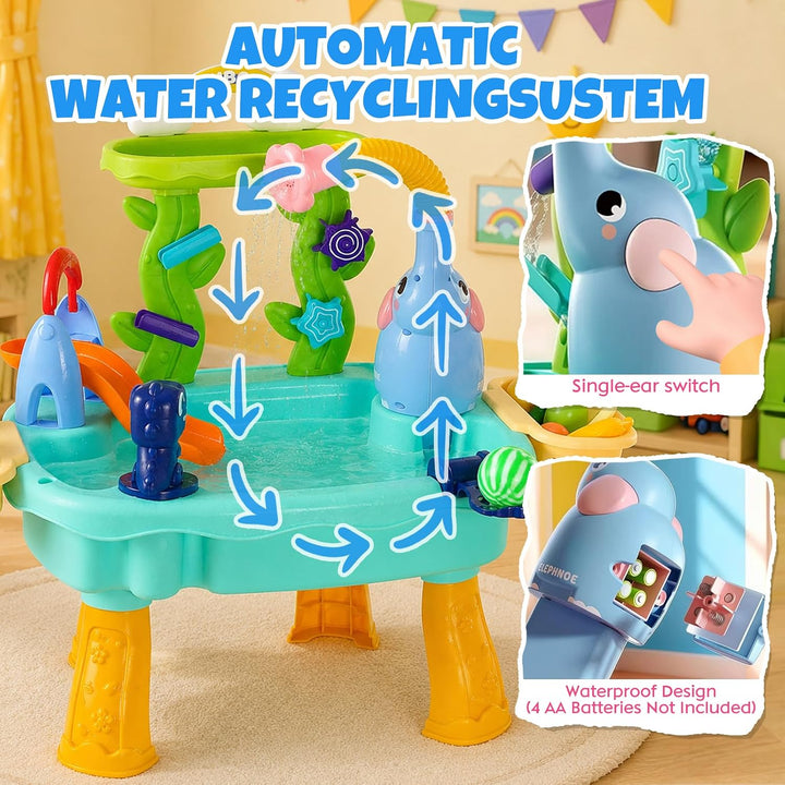 Wasserspieltisch Kinder Angelspiel, elektrischer Wasserumlauf Blau | Realistisches Spielzeugzubehör
