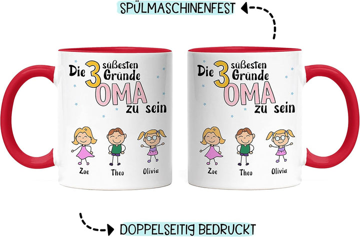 Oma Tasse Rot Geburtstag Personalisiert für Oma Enkel Enkelin Baby Geschenk Kinder Oma Geschenk Mutt