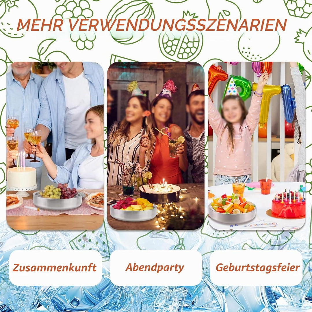 Serviertablett aus 304 Edelstahl, kaltgekühlt, für Vorspeisen, Garnelen, Cocktail-Servierschale mit