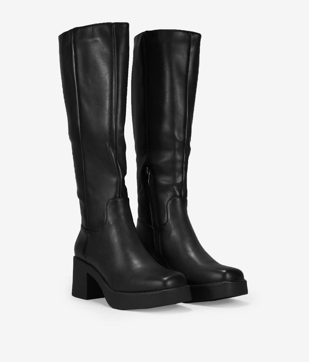 BOSANOVA Stiefel mit hohem Schaft und Sohle mit quadratischem Zehenbereich, Reissverschluss innen, f