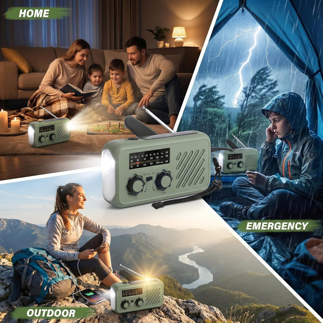 Notfall Radio, 3-Wege-Laden Emergency Radios,2000mAh Profi-Überlebensradio 3-Wege-Ladung (Solar/Hand