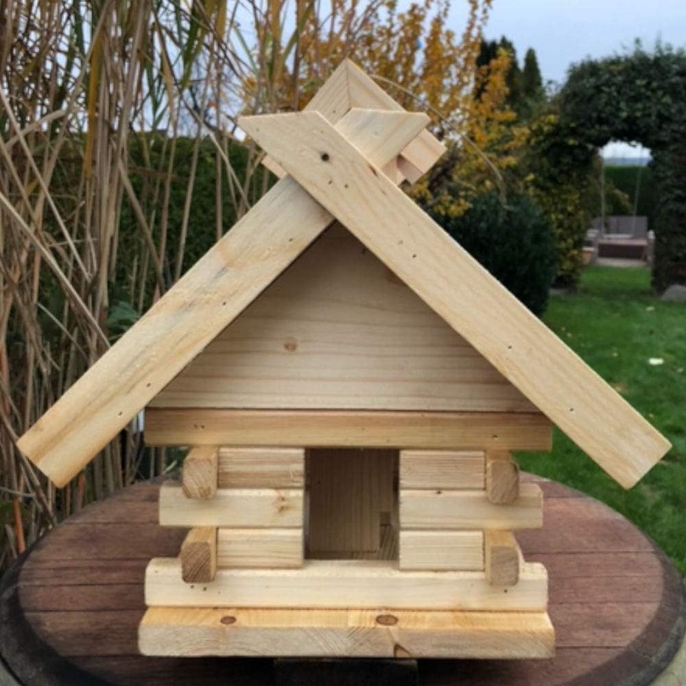 Rechteckiges Vogelhaus M - XL wetterfest aus Holz Vogel Futterstelle Haus mit und ohne Ständer (Grös