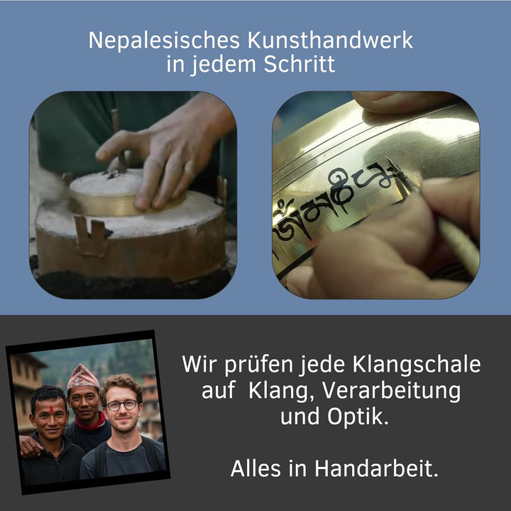 Grosse Klangschale aus Nepal – Tibetisches Set für Meditation – Yoga – Aufmerksamkeit in Schule & Ki