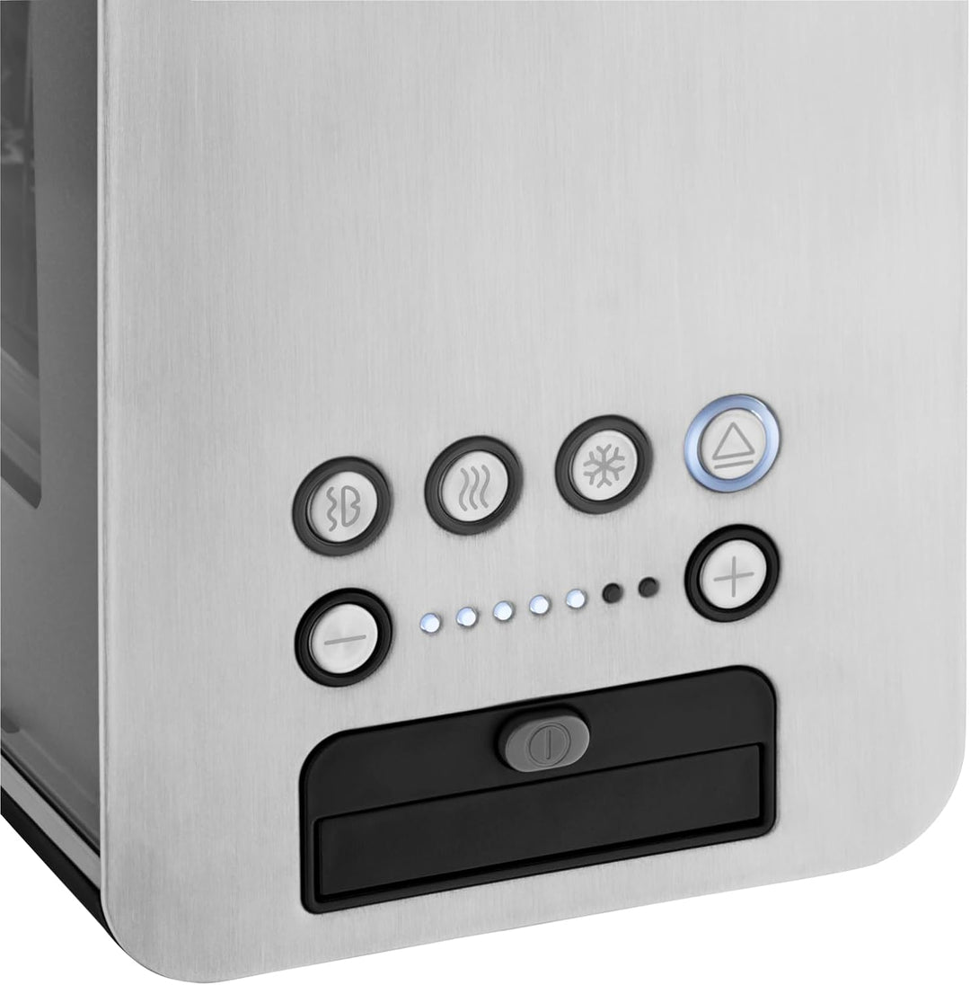 WMF Lono Toaster Glas mit Brötchenaufsatz, 2 Scheiben, XXL, motorisierte Toastaufnahme, Aufwärm-Funk