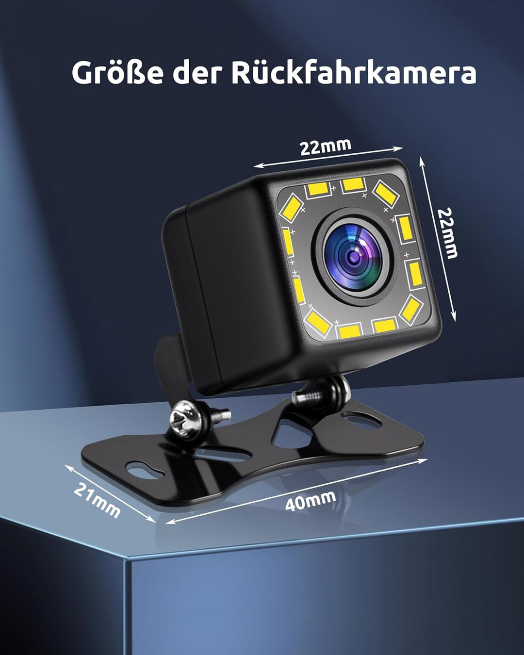 Essgoo LED Rückfahrkamera fürs Auto, IP68 wasserdicht 170° Weitwinkel Autoradio Backup Camera 720P R
