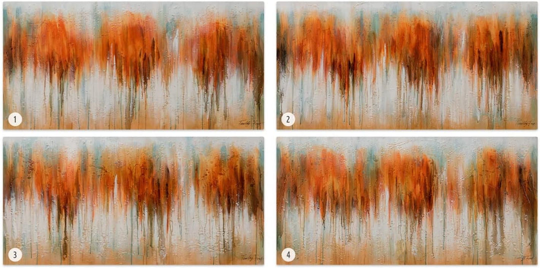 KunstLoft Leinwandbild | 100% HANDGEMALT | 120x60cm | Gemälde 'Herbst in Orange' | Abstrakt | Orange