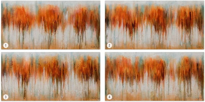 KunstLoft Leinwandbild | 100% HANDGEMALT | 120x60cm | Gemälde 'Herbst in Orange' | Abstrakt | Orange