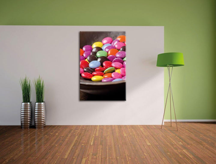 Pixxprint Schokolade Smarties Süssigkeiten als Leinwandbild/Grösse: 100x70 / Wandbild/Kunstdruck/fer