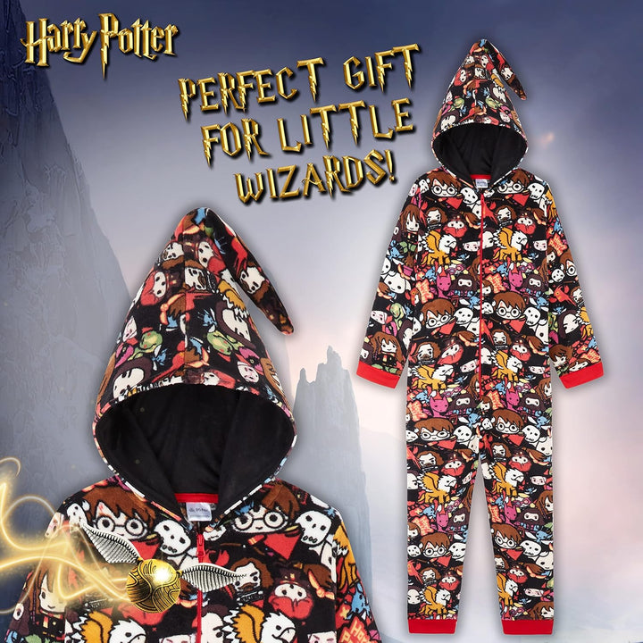 Harry Potter Jumpsuit Kinder, Fleece Onesie Jungen und Mädchen, Schlafoverall Kinder Kostüm Overall,