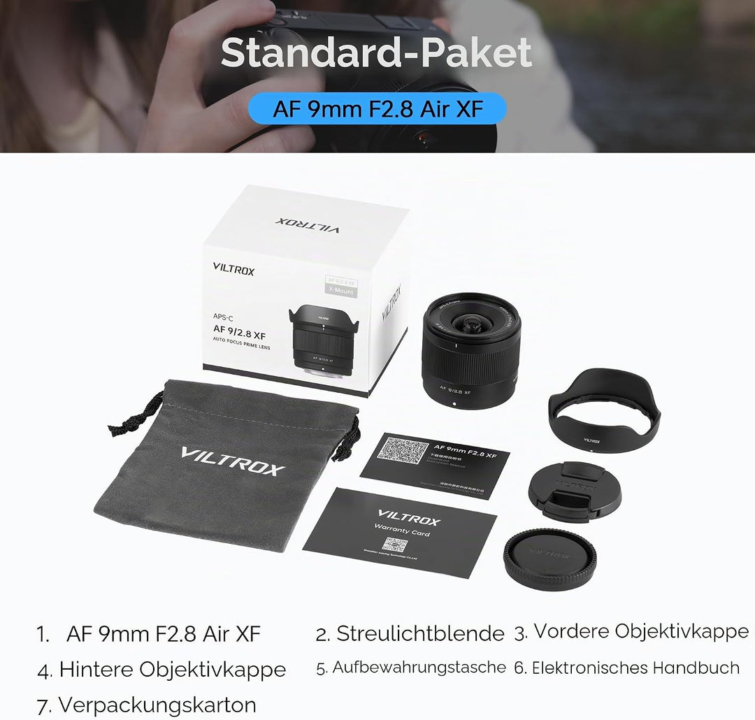 VILTROX AF 9mm F2.8 f/2.8 Air Objektiv für Fuji X-Bajonett, 113,8° Ultraweitwinkel-Autofokus-Porträt