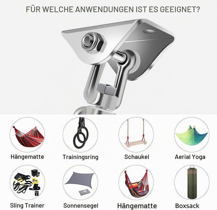 SWAWIS Deckenhaken Hängesessel Schwerlasthaken Schaukelhaken, 450KG 360° Drehen Deckenhaken Schwerla