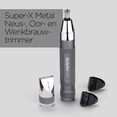 BaByliss Super-X Metal Nasen-, Ohren- & Augenbrauentrimmer, 3-in-1 Detailtrimmer, Nasenhaartrimmer,