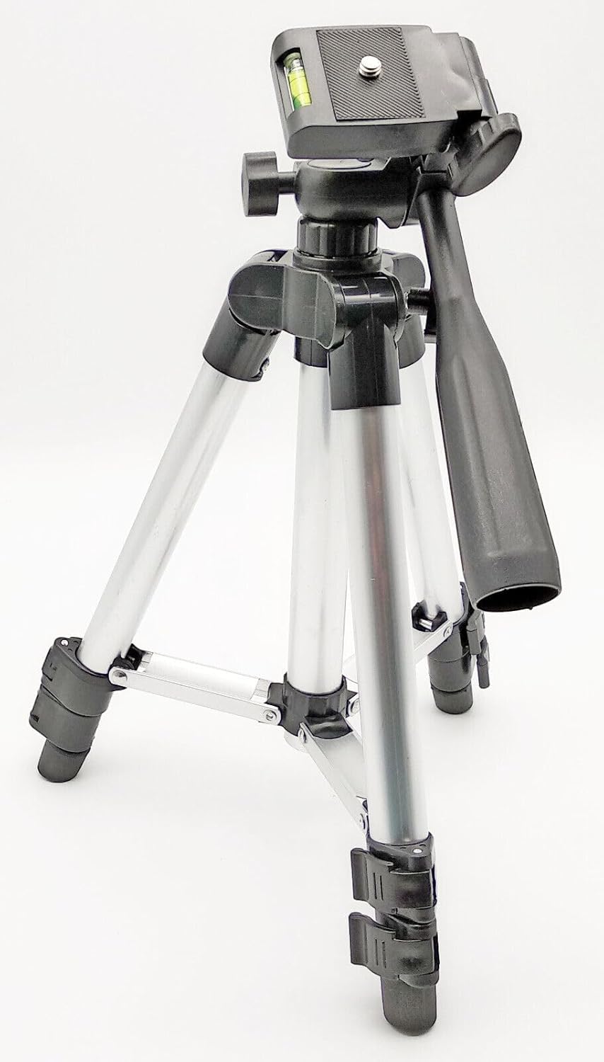ALU Dreibein Stativ mit Wasserwaage, max 27-47cm Höhe, für Laser und Nivelliergeräte, Foto und Kamer