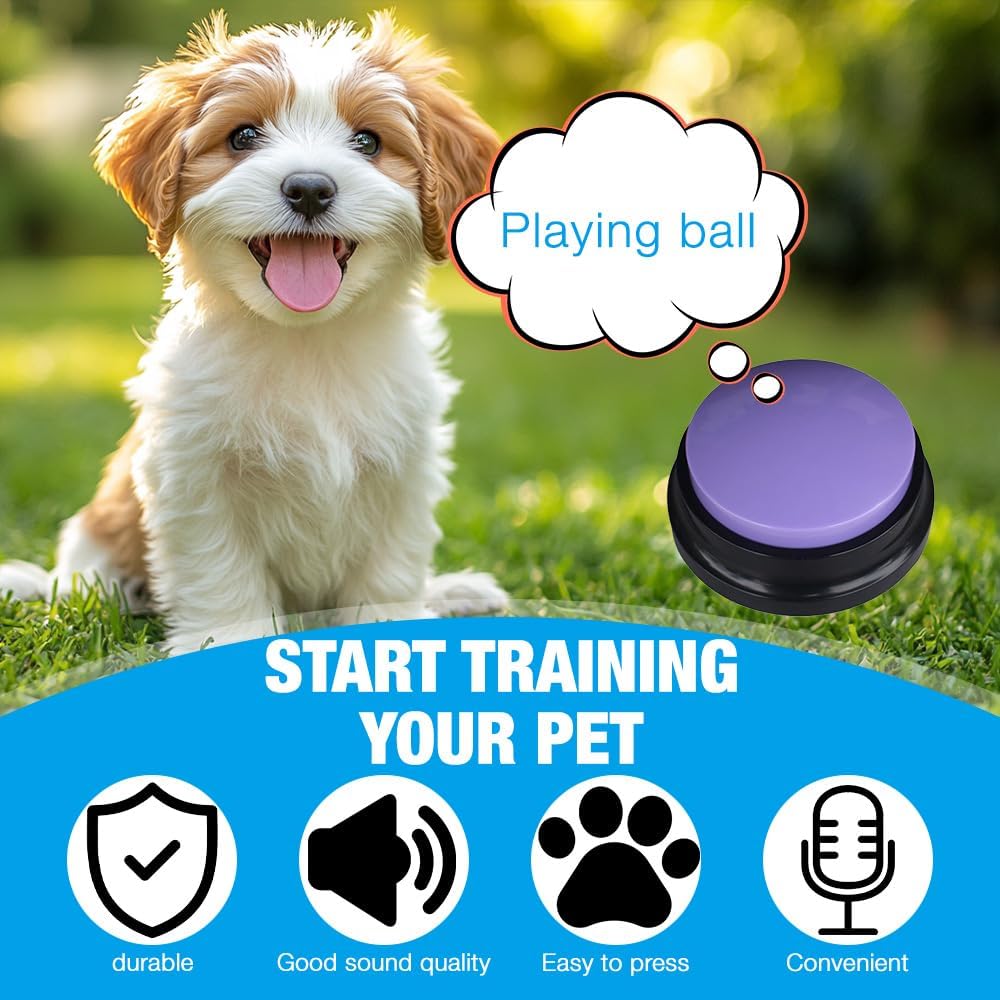 Buzzer mit Aufnahmefunktion, 6 Stück Haustier Talking Training Antwort Buzzer, Haustier Ausbildung T