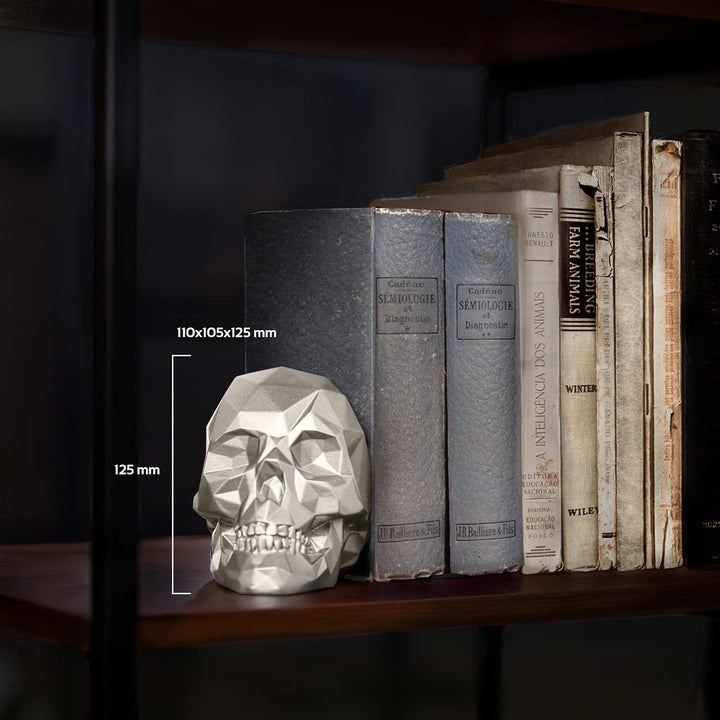concrette Buchstütze Skull Low-Poly Totenkopf aus architektonischem Beton - Stütze für Bücherregal B