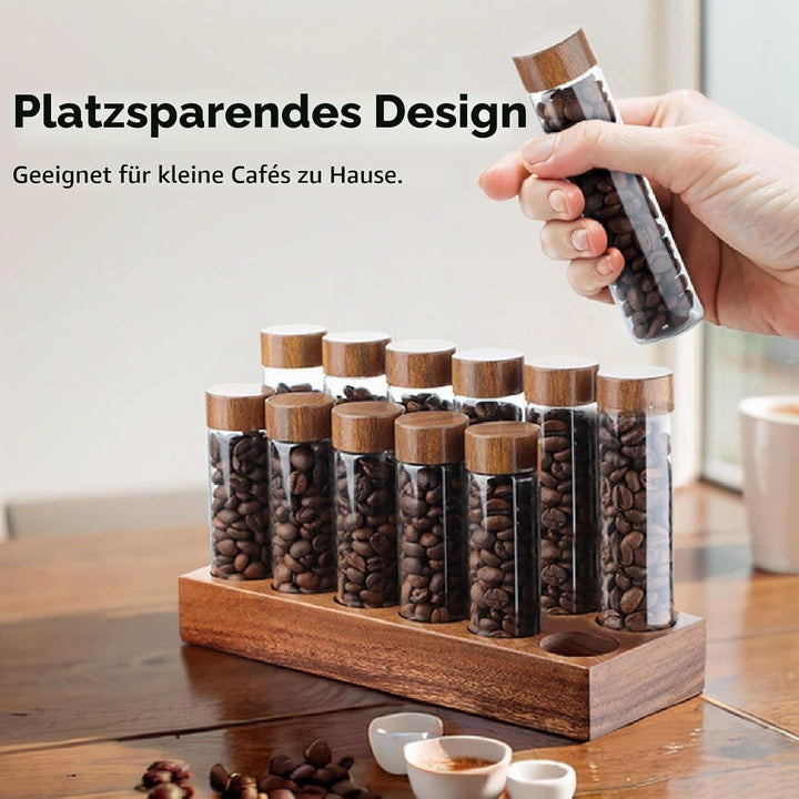 Kaffeebohnen-Aufbewahrungsröhrchen Einzeldosis, 6PCS oder 12PCS Kaffeebohnenkeller, Dosierglasfläsch