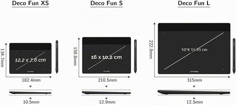 XP-PEN Deco Fun XS Zeichentablett, Grösse 4 x 3 Zoll, ideal für elektronische Signatur und Fernunter