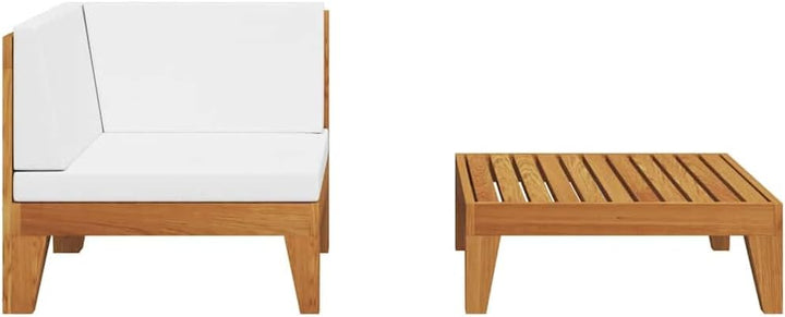 vidaXL Akazienholz Massiv Gartenmöbel 2-TLG. mit Auflagen Ecksofa Tisch Sofa Lounge Sitzgruppe Garte