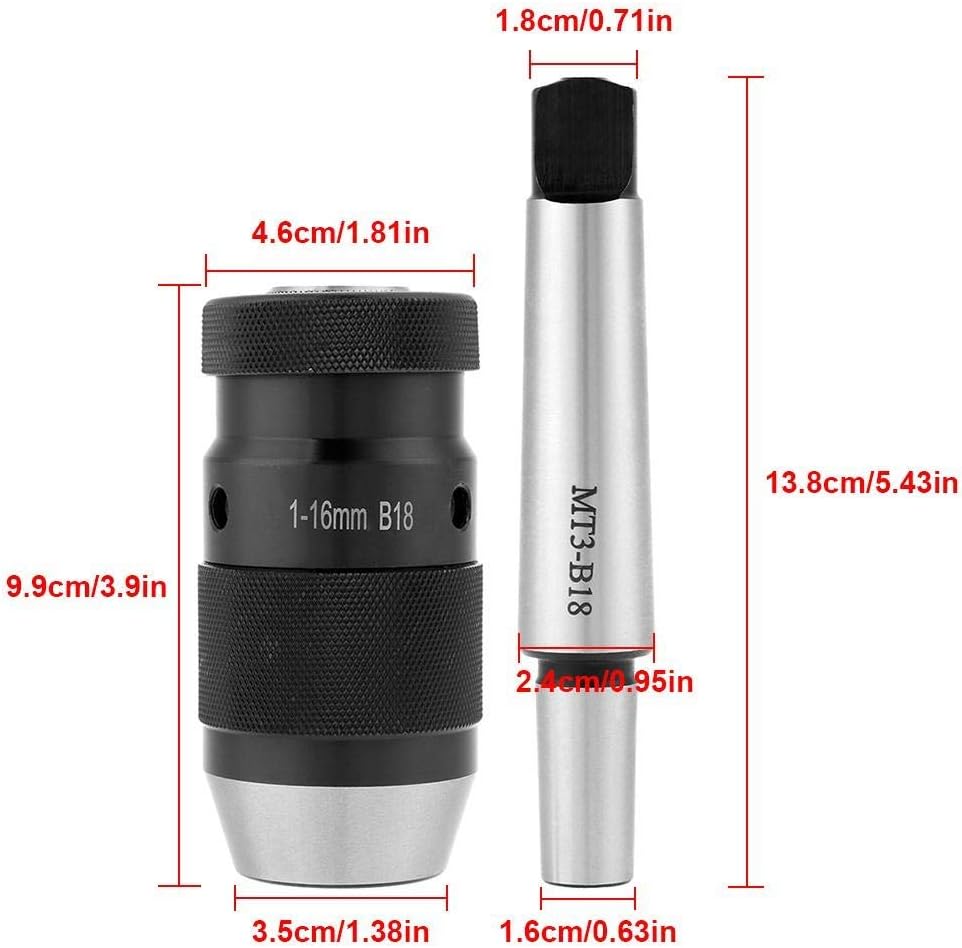 Bohrfutteraufnahme Schnellspannbohrfutter 1-16 mm Konus B18 mit Kegeldorn MT3, Hochpräzisions-Bohrfu