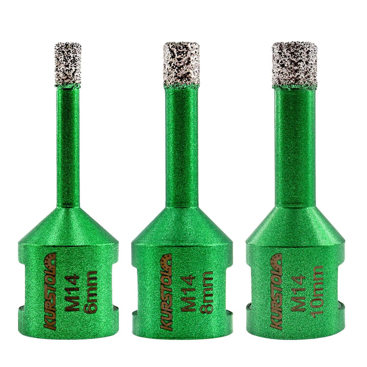 KURSTOL Diamant Bohrkronen Set – Fliesenbohrer Durchmesser 6/8/10 mm M14 Gewinde Fliesen Lochsägen f