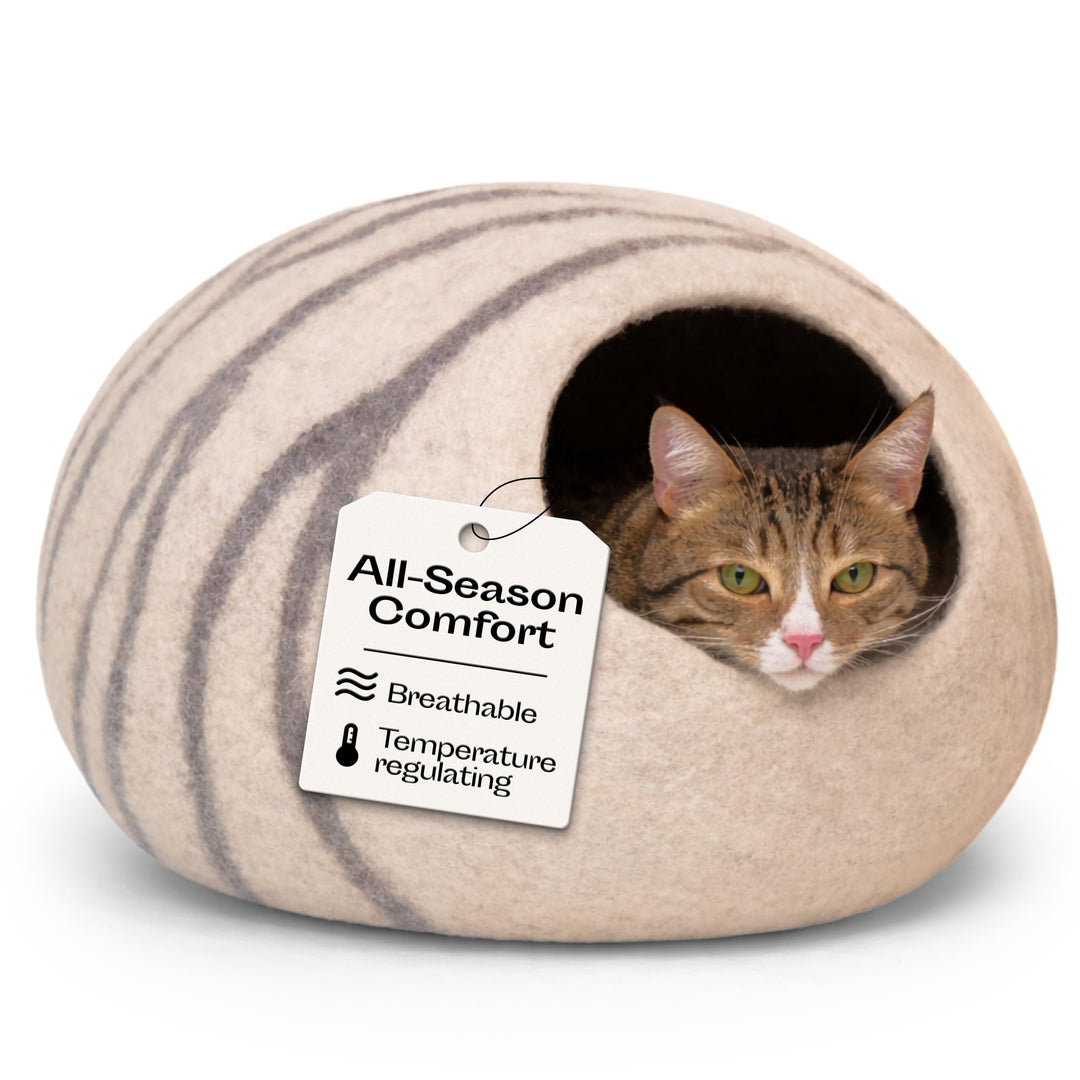 MEOWFIA Katzenbett aus 100% Merinowolle – Handgefilztes, Umweltfreundliches Katzenbett für Katzen &amp;