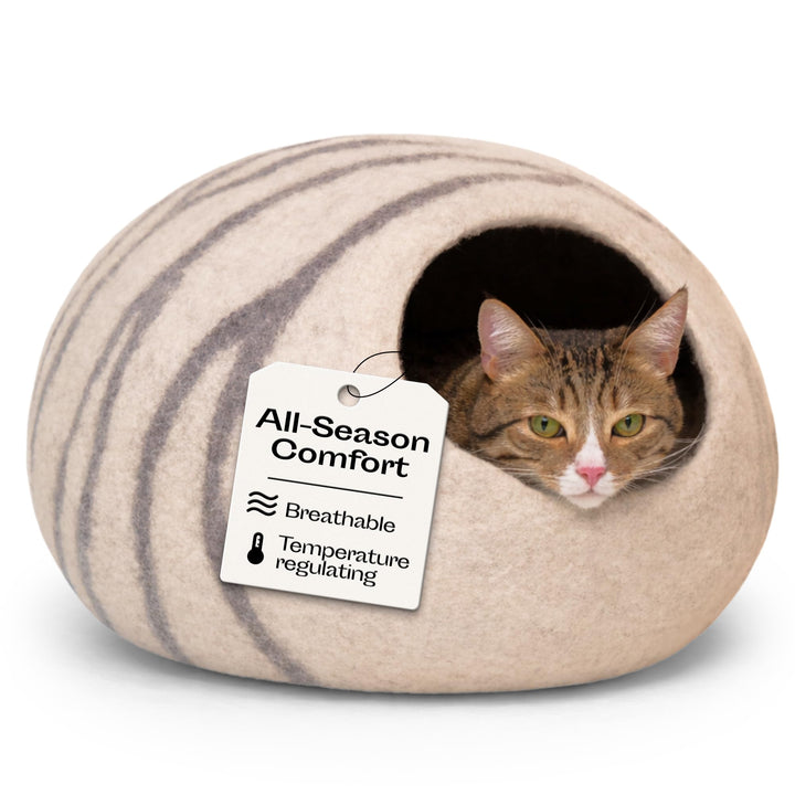 MEOWFIA Katzenbett aus 100% Merinowolle – Handgefilztes, Umweltfreundliches Katzenbett für Katzen &amp;