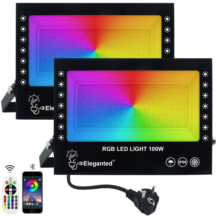 Eleganted RGB Flutlichter 2pcs 100W LED Strahler Bunt Bluetooth App Steuerung,16 million Farben Farb