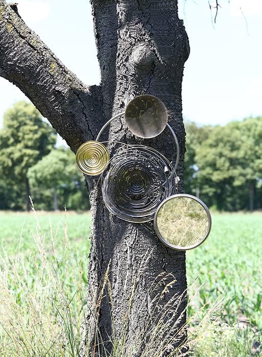 Casablanca Wanddeko Banks Metall silberfarben/grau/schwarz mit Spiegelelement mit Kreisen zum Hängen