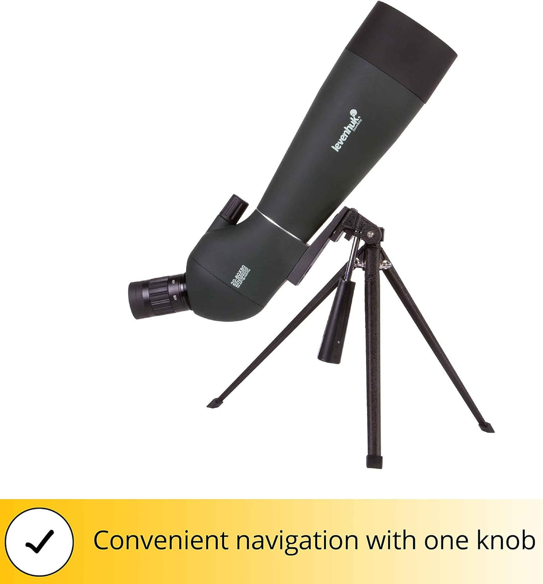 Levenhuk Blaze Base 80 Tragbares Spektiv mit BK-7-Glasoptik, Metall-Tischstativ und Tasche zur Beoba