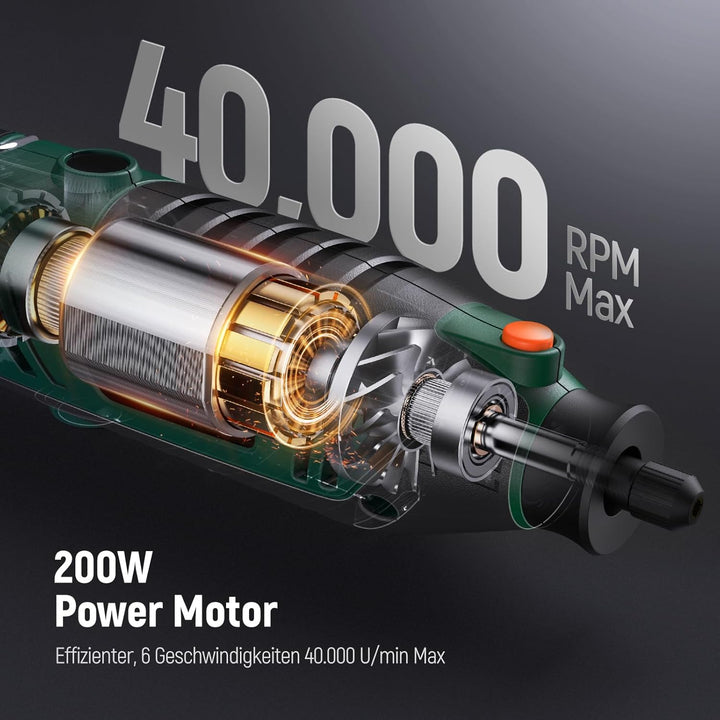 DEPSTECH Multifunktionswerkzeug 200W, Rotationswerkzeug Set mit 128 Zubehörteilen, 6 Variable Drehza