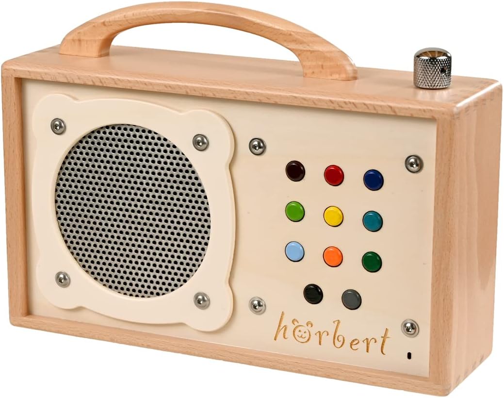hörbert - Musikbox für Kinder. MP3-Player aus Holz mit 9 Playlists. Inklusive Mikrofon, Internet-Rad