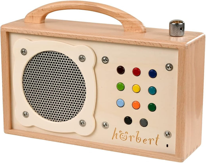 hörbert - Musikbox für Kinder. MP3-Player aus Holz mit 9 Playlists. Inklusive Mikrofon, Internet-Rad