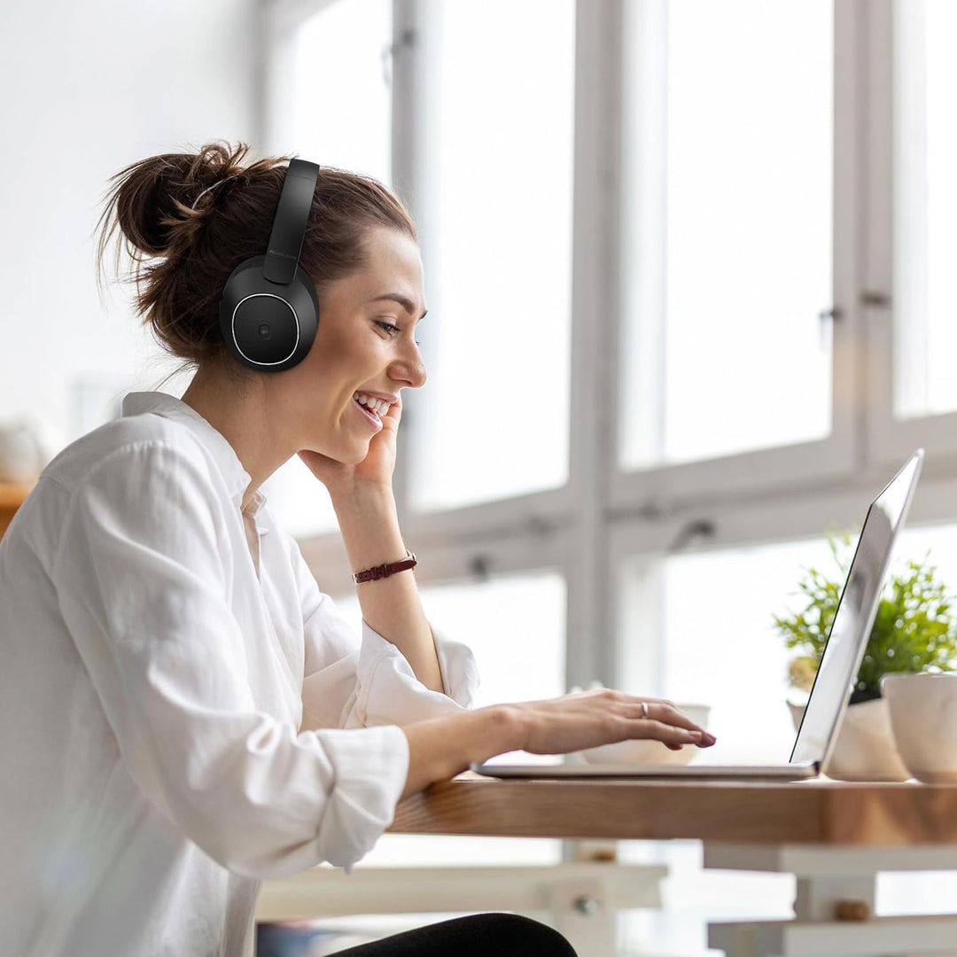 PowerLocus Hybrid Active Noise Cancelling Kopfhörer, 60 Std. Spielzeit Kopfhörer Kabellos, Transpare
