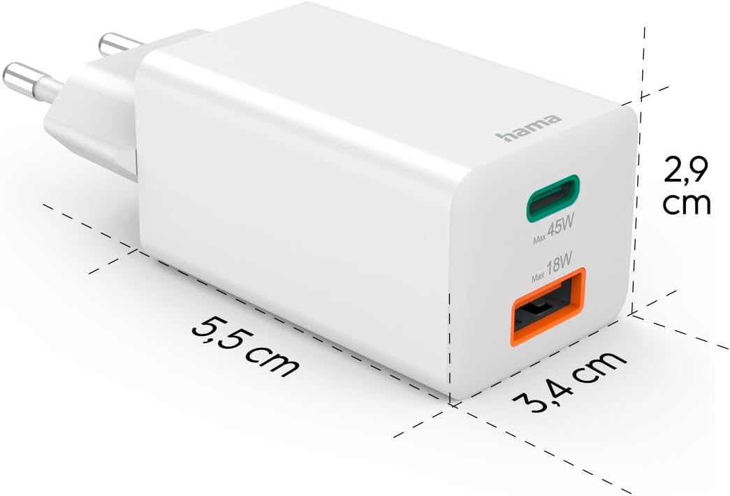 Hama Schnellladegerät USB (Ladegerät mehrfach, USBC, USBA, Handy Tablet Laptop Universal Ladegerät,